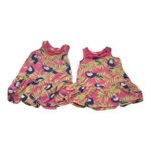 Lot Of 2 Okie Dokie Baby Girl Tropical Print Dresses Size 6M & 9M‎ Multicolor